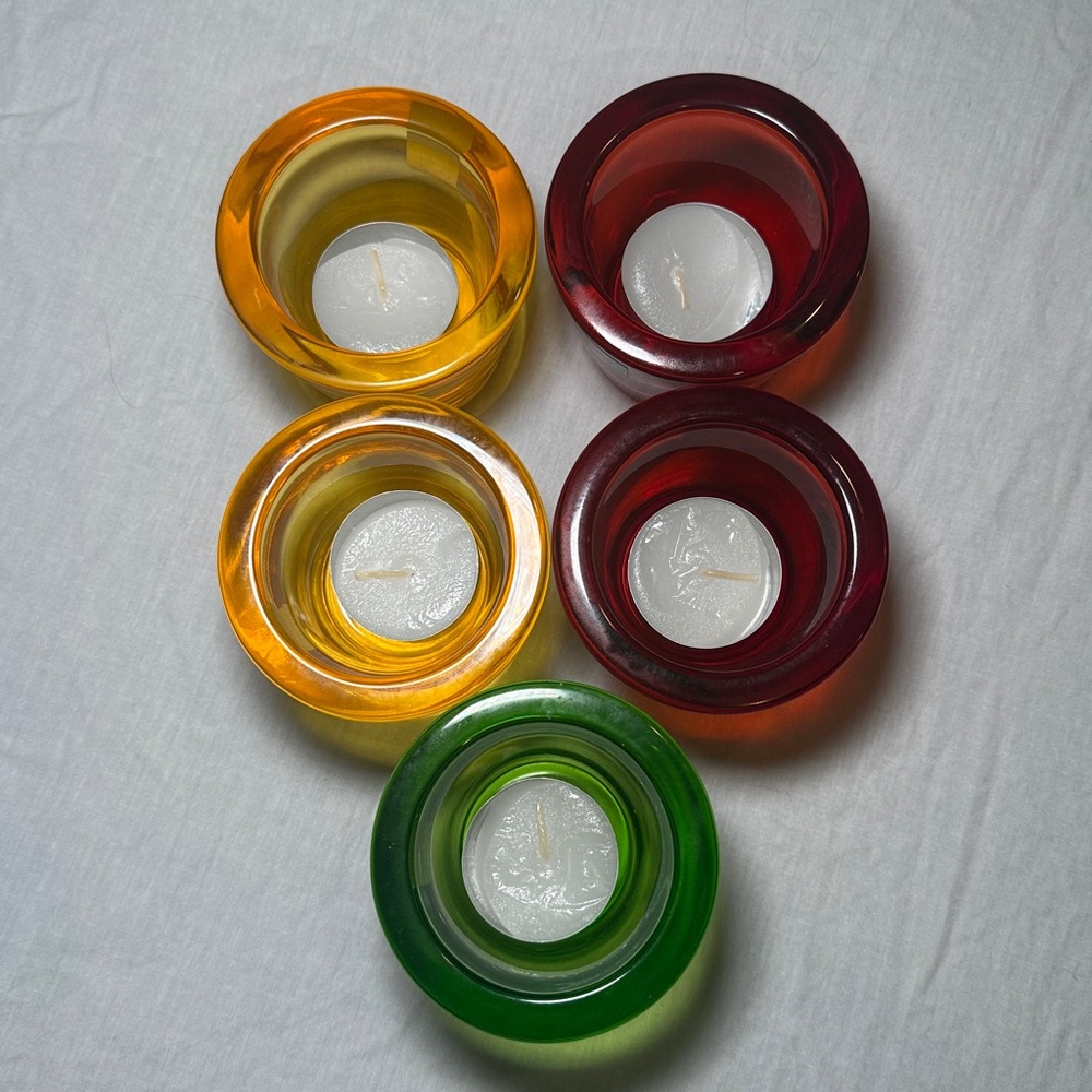 Vintage Leonardo Germany Glass Votive Candle Decor 5 Piece Set NWT